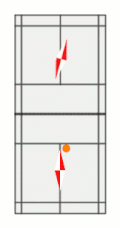 Animation of player positions in doubles using the compas-needle-system