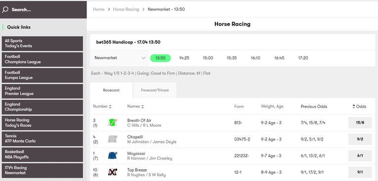 10bet Markets and Odds