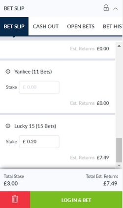 Lucky 15 Betslip