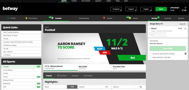Betway Homepage
