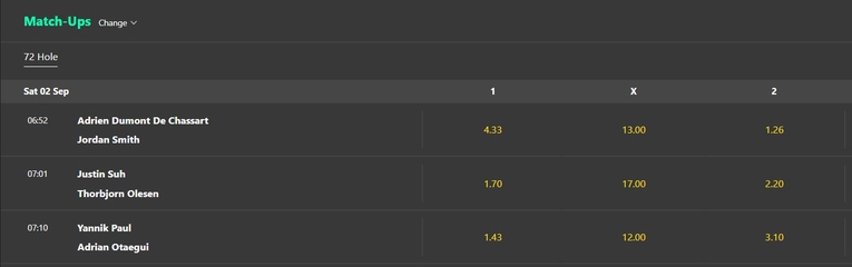 Golf Betting Match Ups