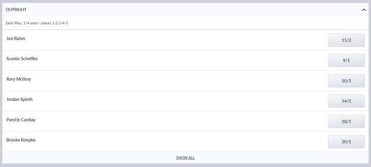 Golf Outright Betting