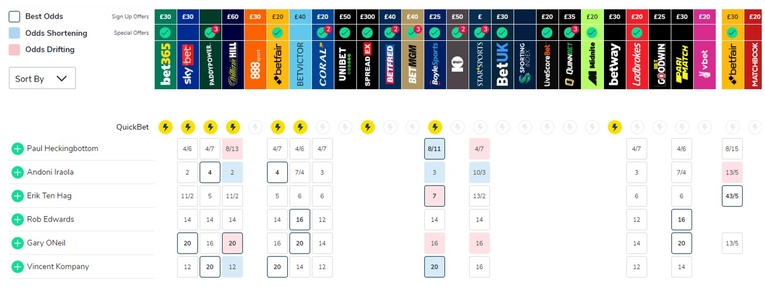 Manager Sacked Betting