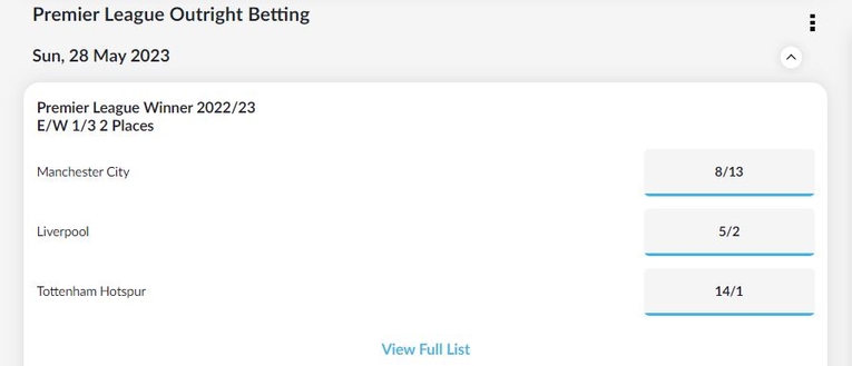 Outright Betting Premier League