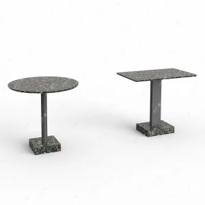 Modern Industrial Square Dining Table &ndash; Artificial Terrazzo with Heavy Iron Base for Tea Shops & Restaurants