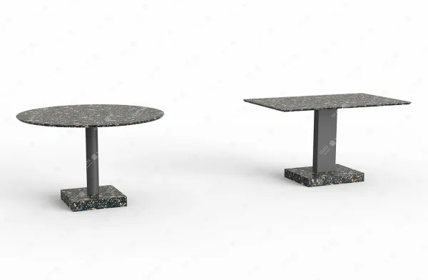 Modern Industrial Square Dining Table &ndash; Artificial Terrazzo with Heavy Iron Base for Tea Shops & Restaurants