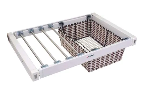 GB11 High-end soft closing pants rack with rattan-like basket