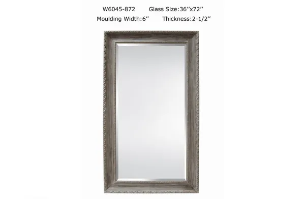 W6045-87 Modern Silver Glass Rectangular Wall Mirror with Gold Metal Frame