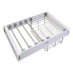 GB11 High-end soft closing pants rack with storage basket