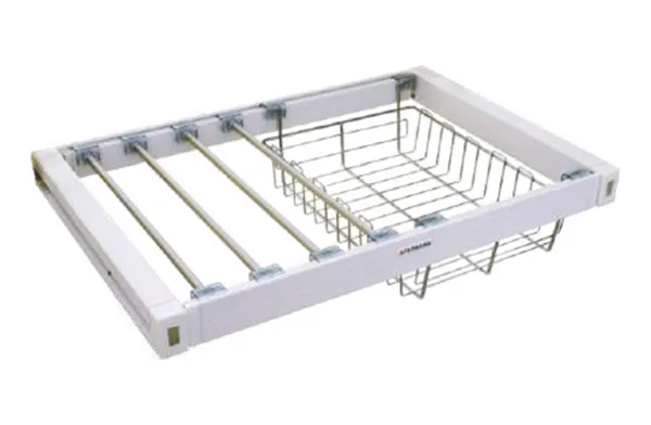 GB11 High-end soft closing pants rack with storage basket