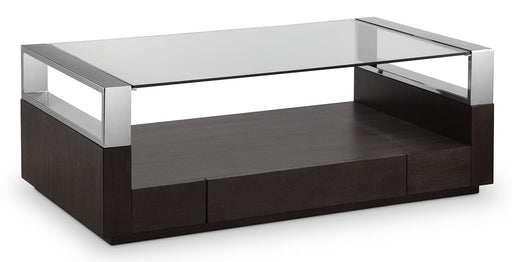 Magnussen Revere Rectangular Cocktail Table with Casters in Graphite and Chrome - Furniture City (CA)l